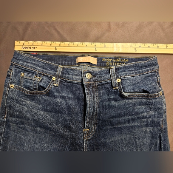 7 For All Mankind Jeans Size 31 Blair The High Waist Ankle Skinny Blue Raw Hem - Picture 6 of 7